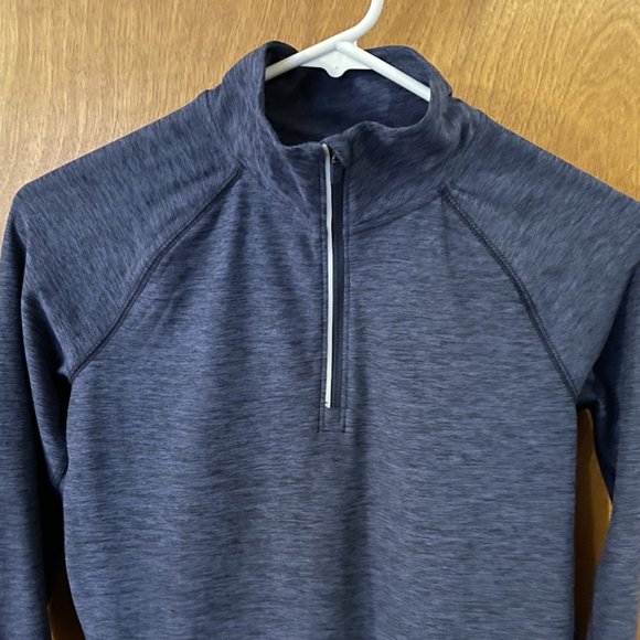 EUC Old Navy Girls Size Large 10-12 Navy Blue Pullover Zip Neck Activewear Top - Picture 5 of 7